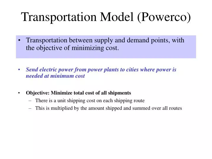 transportation model powerco
