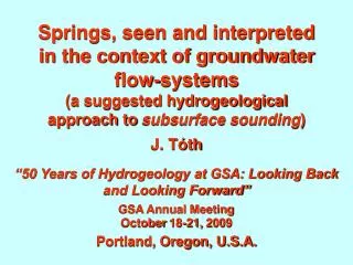 Springs, seen and interpreted in the context of groundwater flow-systems (a suggested hydrogeological approach to subsu