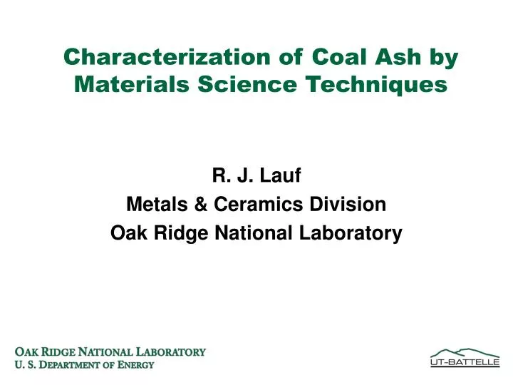 characterization of coal ash by materials science techniques