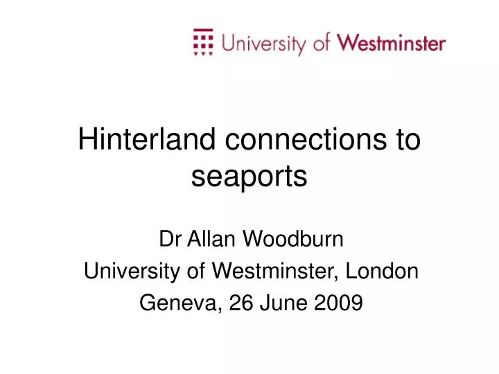 hinterland connections to seaports