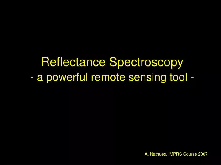 reflectance spectroscopy a powerful remote sensing tool