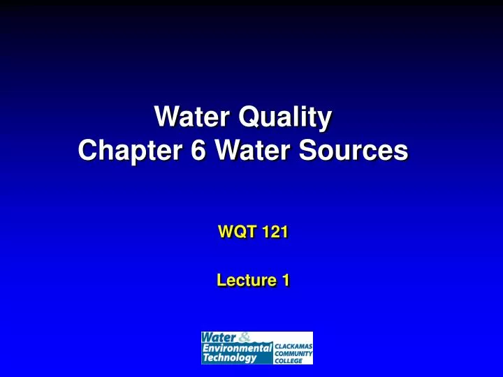 water quality chapter 6 water sources