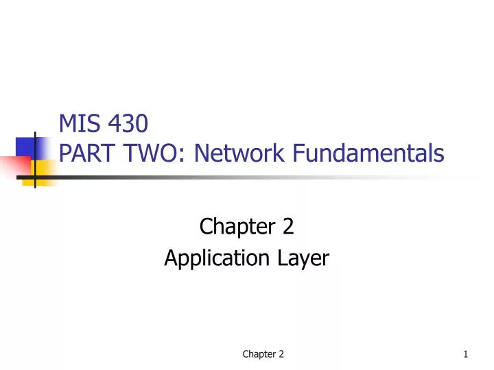 mis 430 part two network fundamentals