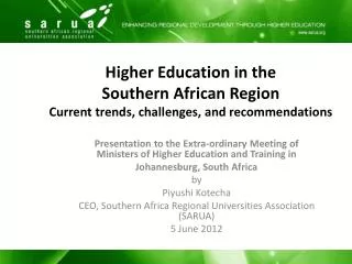 Higher Education in the Southern African Region Current trends, challenges, and recommendations