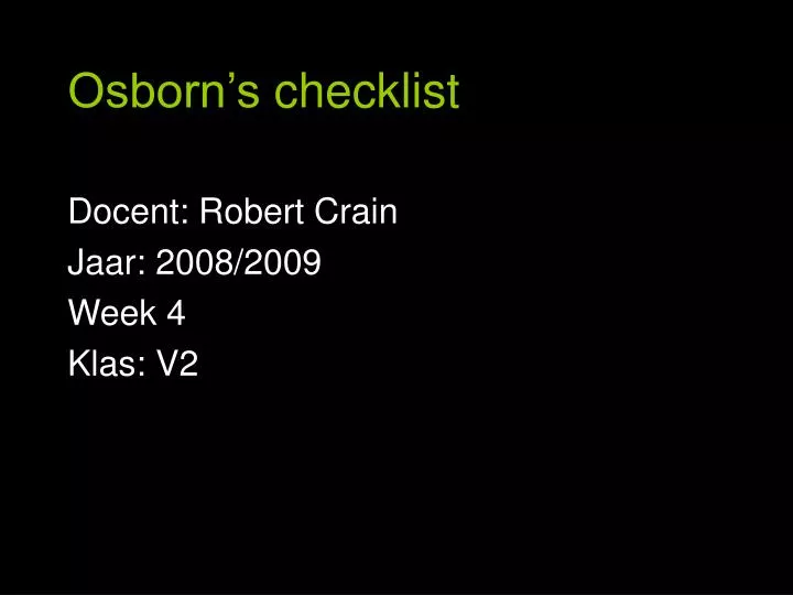 osborn s checklist
