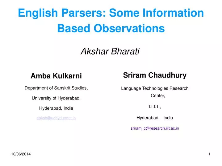 english parsers some information based observations