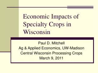 Economic Impacts of Specialty Crops in Wisconsin