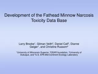 Development of the Fathead Minnow Narcosis Toxicity Data Base