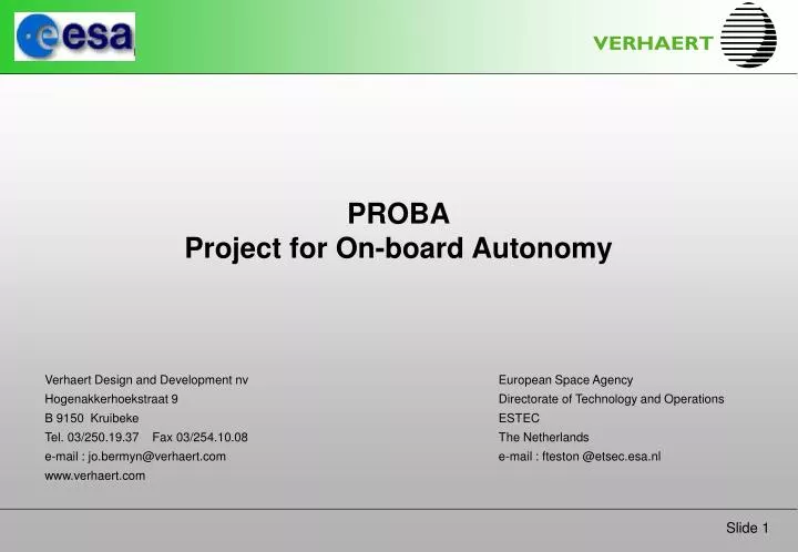 proba project for on board autonomy