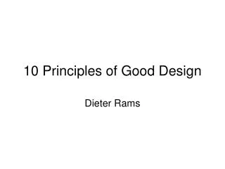 10 Principles of Good Design