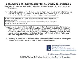 Fundamentals of Pharmacology for Veterinary Technicians 6