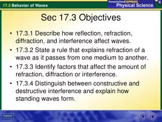 Sec 17.3 Objectives