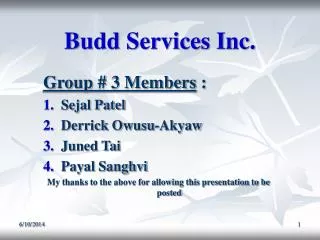 Budd Services Inc.