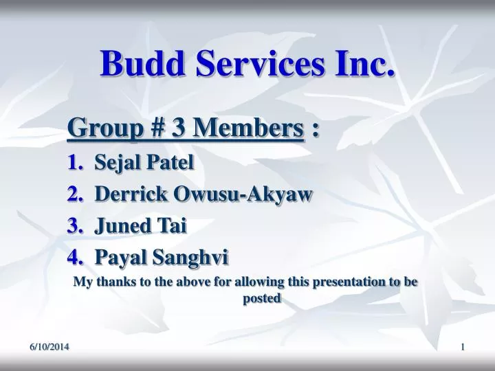 budd services inc