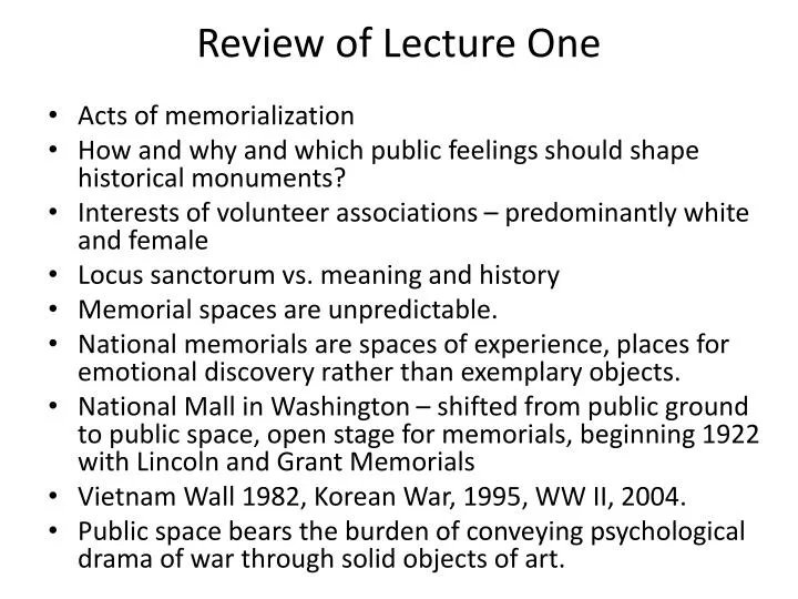 review of lecture one