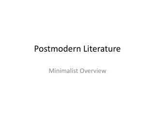 Postmodern Literature
