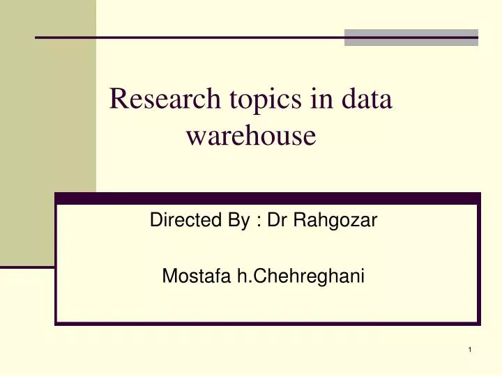 research topics in data warehouse