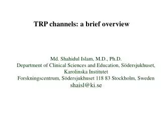 TRP channels: a brief overview