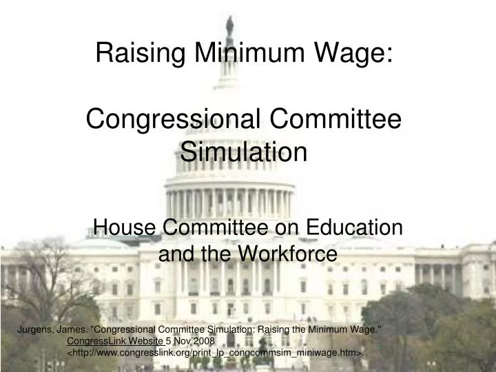 raising minimum wage congressional committee simulation