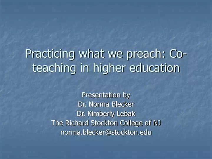 practicing what we preach co teaching in higher education