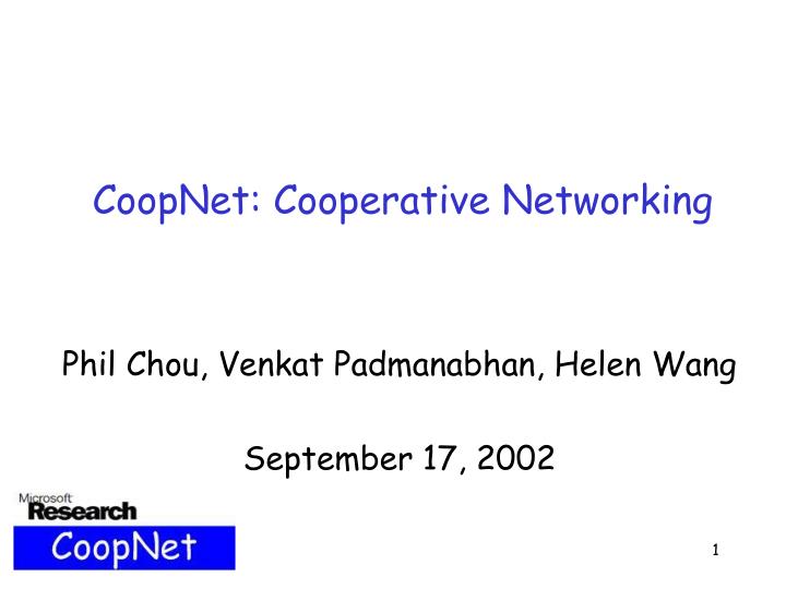 coopnet cooperative networking