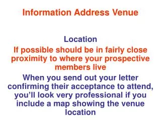 Information Address Venue