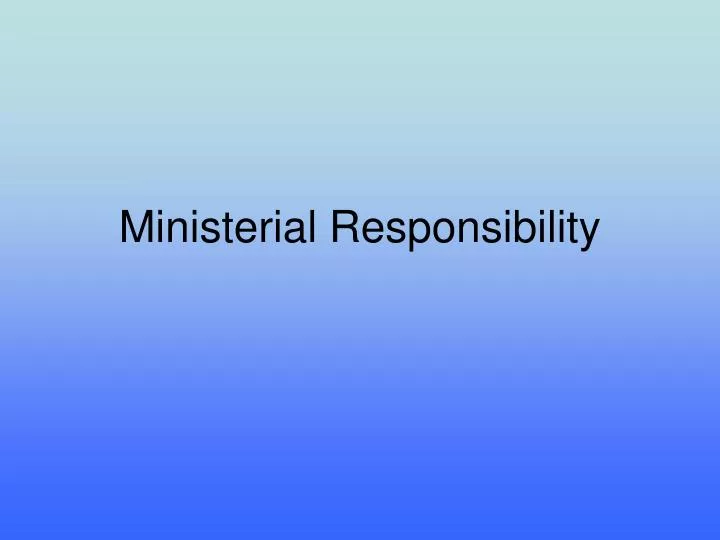 ministerial responsibility