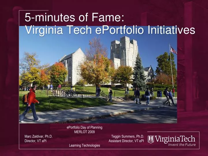 5 minutes of fame virginia tech eportfolio initiatives