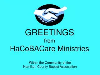 GREETINGS from HaCoBACare Ministries