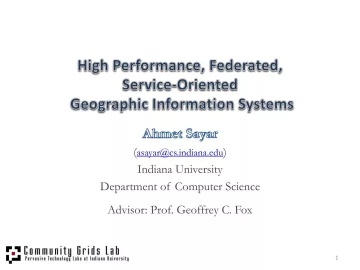 high performance federated service oriented geographic information systems