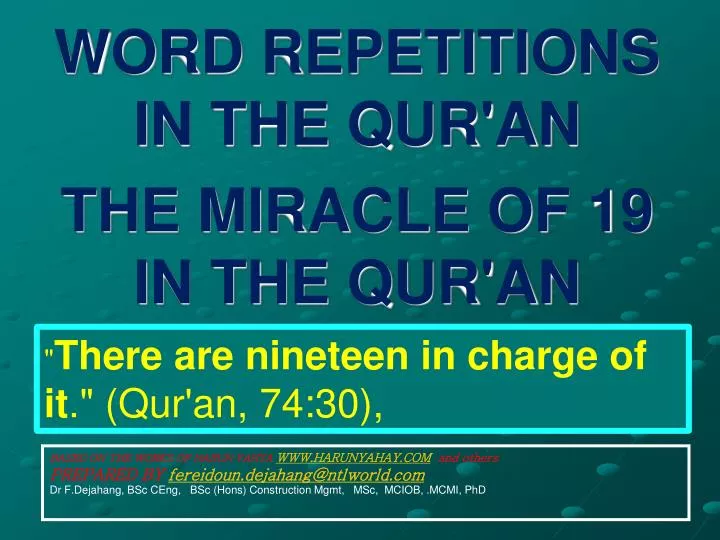 word repetitions in the qur an the miracle of 19 in the qur an
