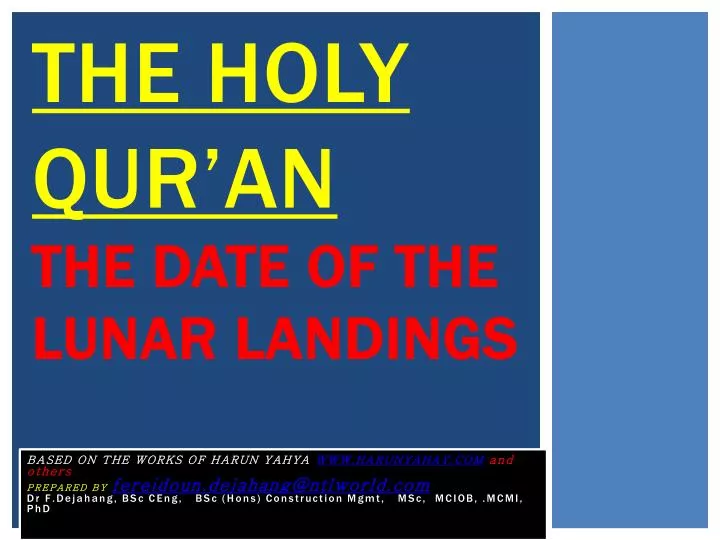 the holy qur an the date of the lunar landings