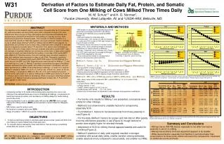 Derivation of Factors to Estimate Daily Fat, Protein, and Somatic Cell Score from One Milking of Cows Milked Three Time