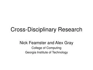 Cross-Disciplinary Research