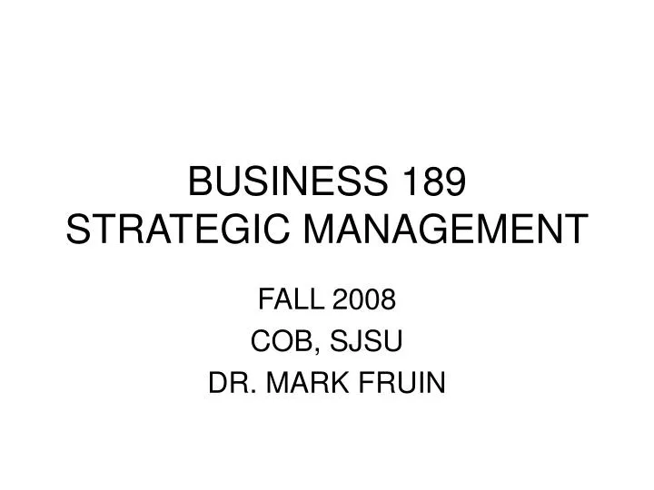 business 189 strategic management