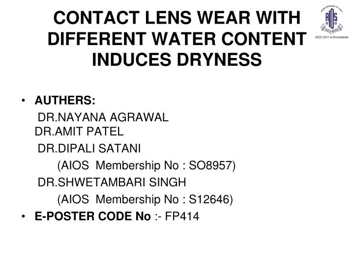 contact lens wear with different water content induces dryness