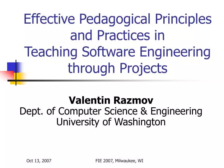 effective pedagogical principles and practices in teaching software engineering through projects