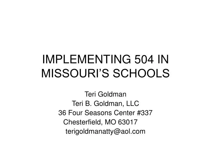 implementing 504 in missouri s schools