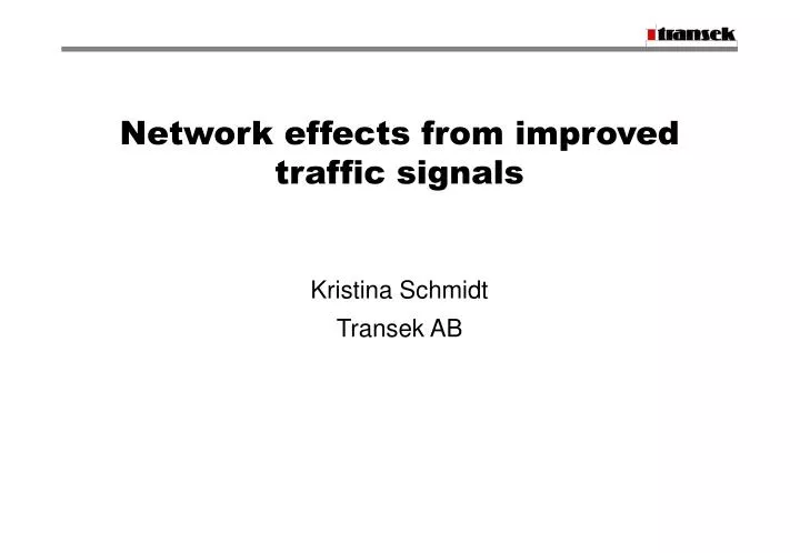 network effects from improved traffic signals