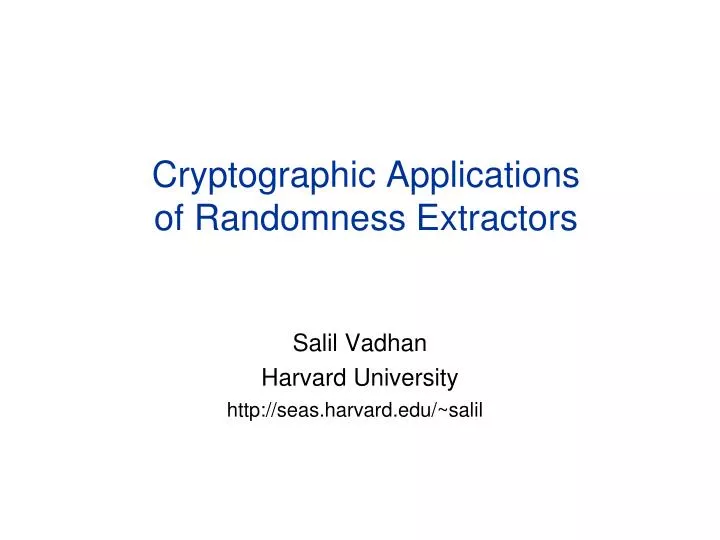 cryptographic applications of randomness extractors