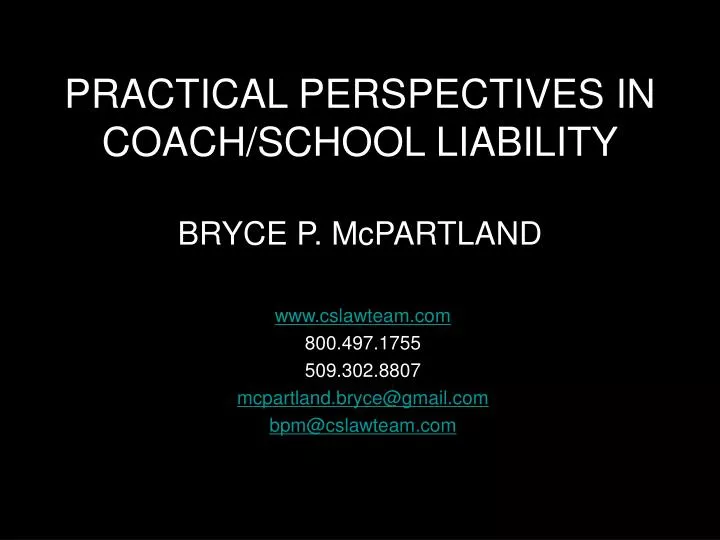 practical perspectives in coach school liability