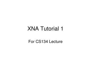 XNA Tutorial 1