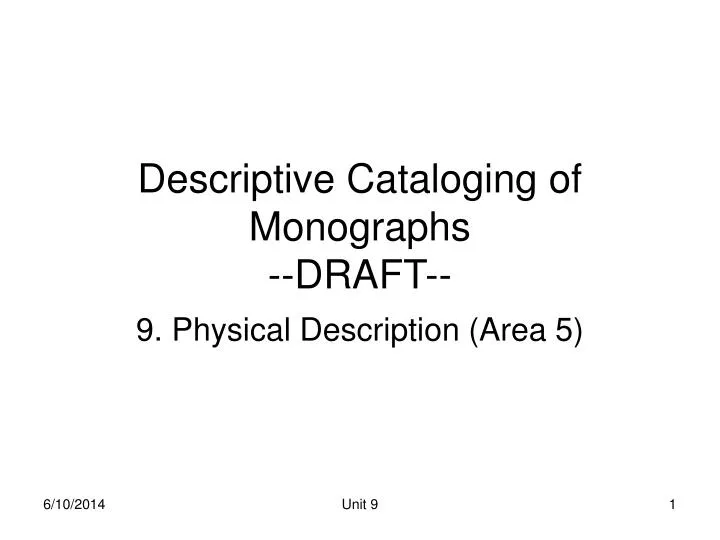 descriptive cataloging of monographs draft