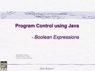 Program Control using Java - Boolean Expressions
