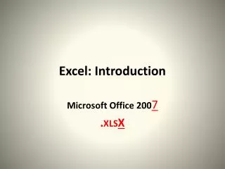 Excel: Introduction