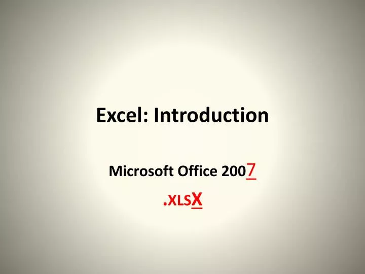 excel introduction