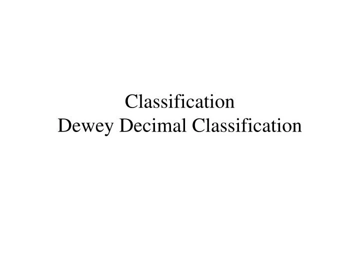 classification dewey decimal classification