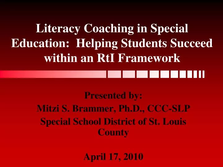 literacy coaching in special education helping students succeed within an rti framework
