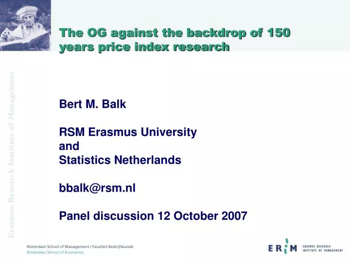 the og against the backdrop of 150 years price index research