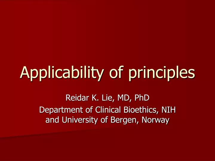 applicability of principles